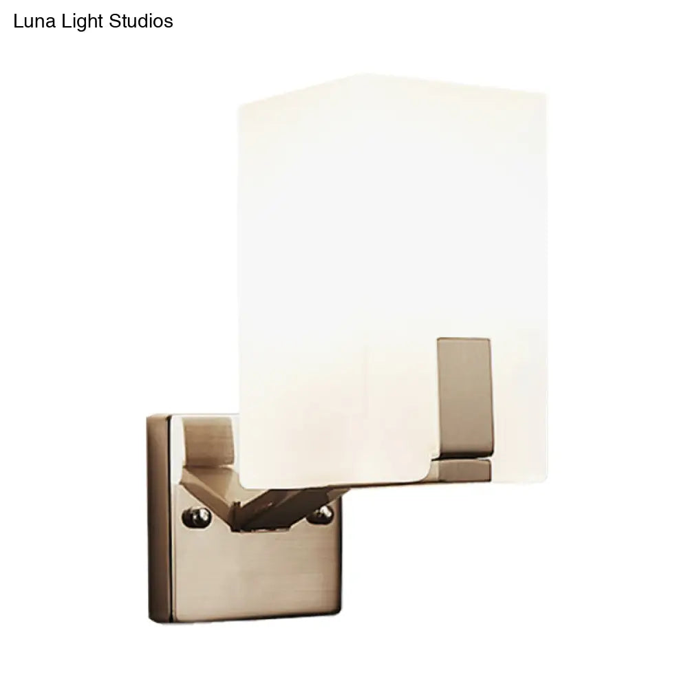 Frosted Glass Wall Sconce With Modern Nickel Mount 1 Light