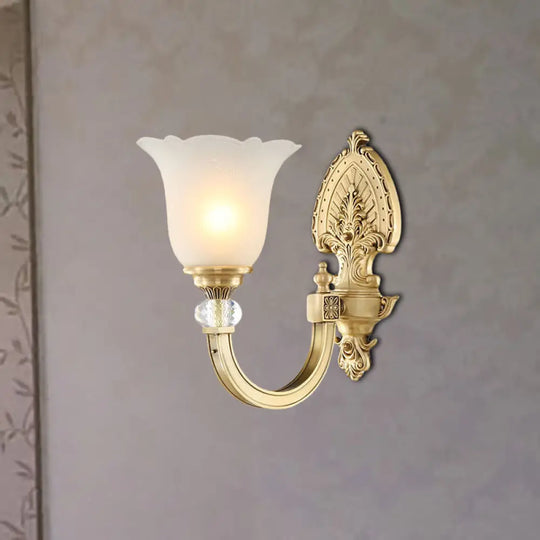 Frosted Glass Wall Sconce With Vintage Style & Golden Backplate 1 / Gold