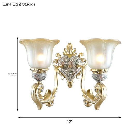 Frosted Opal Glass Gold Sconce - Traditional Wall Mounted Light For Living Room