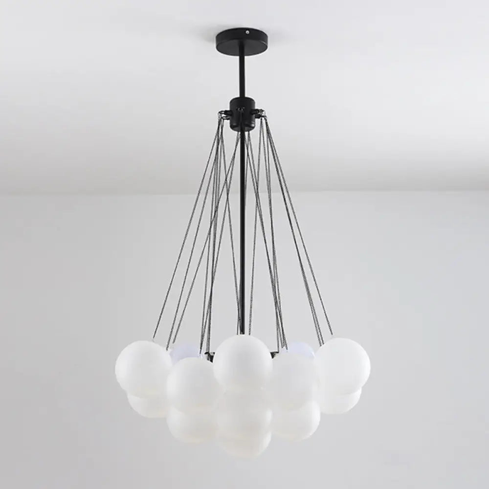 Frosted White Glass Bubbles Chandelier For Stylish Nordic Living Room 19 / Black