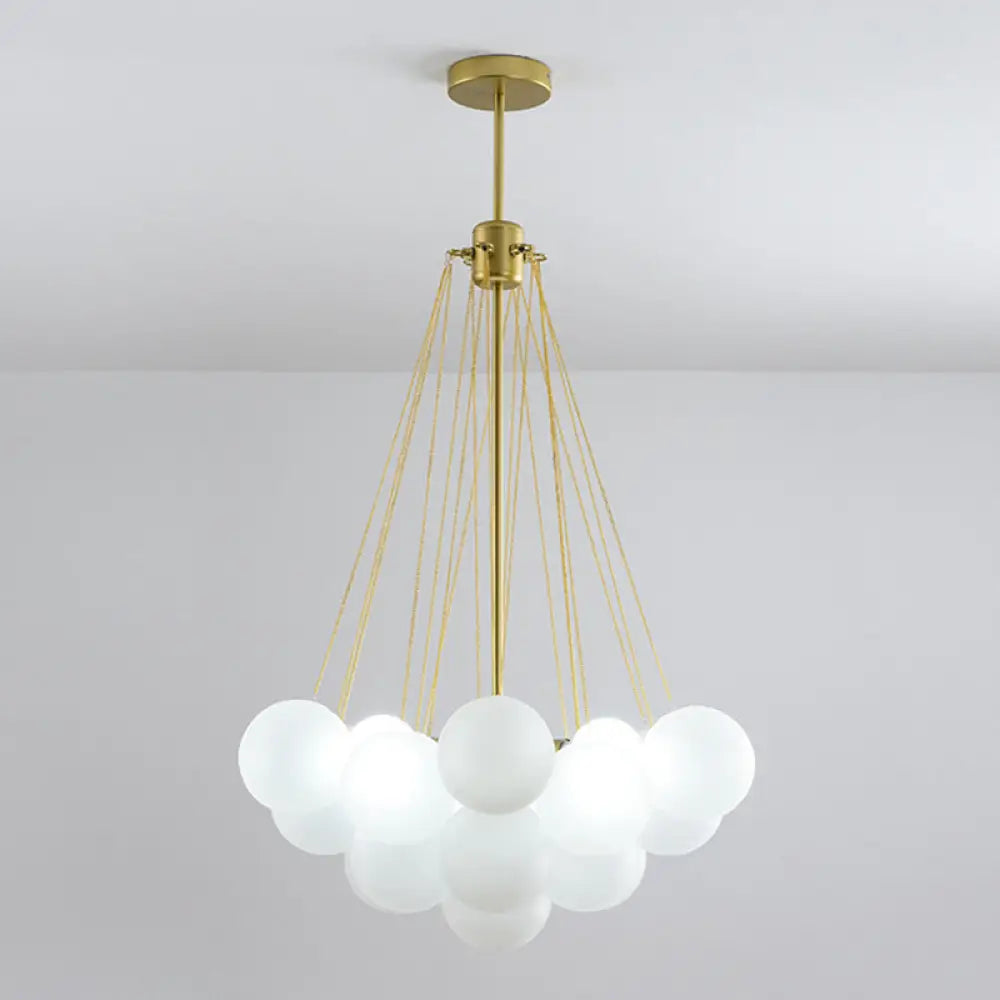 Frosted White Glass Bubbles Chandelier For Stylish Nordic Living Room 19 / Gold