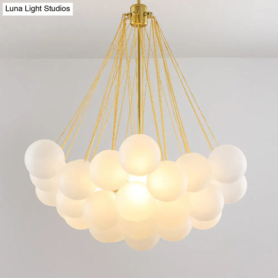 Frosted White Glass Bubbles Chandelier For Stylish Nordic Living Room