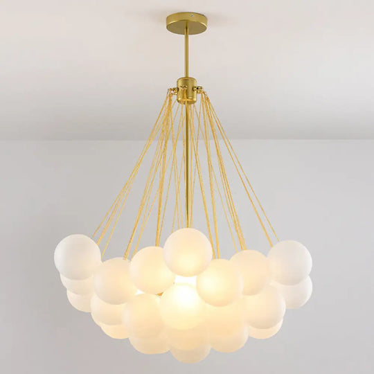 Frosted White Glass Bubbles Chandelier For Stylish Nordic Living Room 37 / Gold