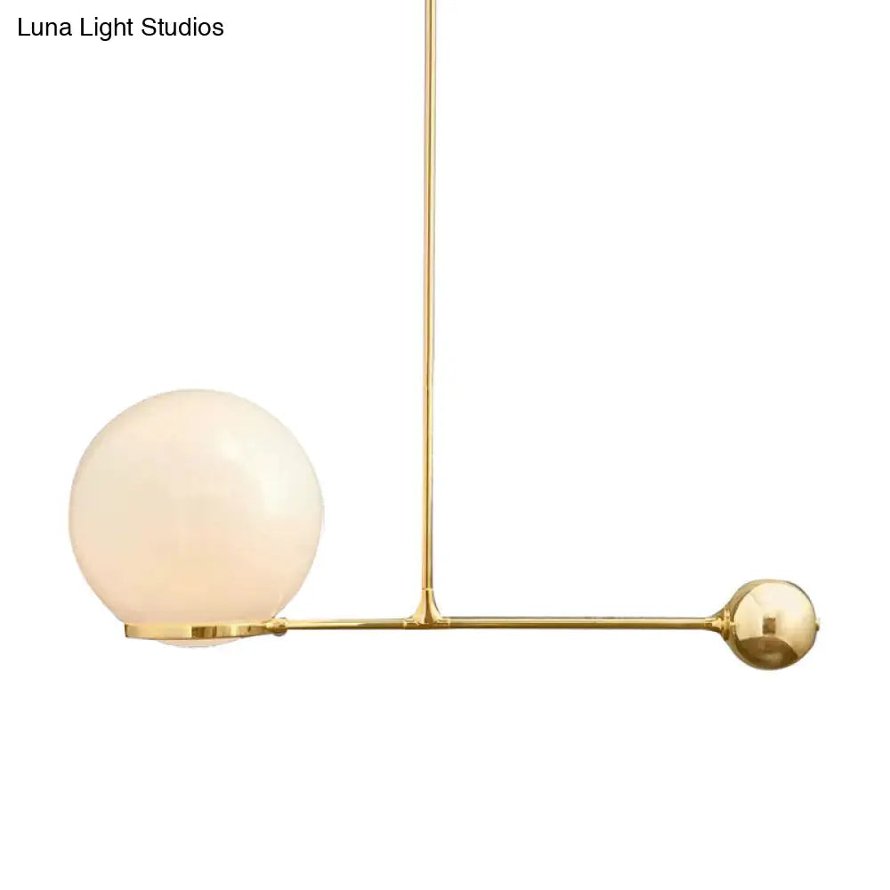 Globe Hotel Ceiling Suspension Lamp - Frosted White Glass Postmodern Drop Pendant In Black/Gold