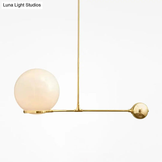 Frosted White Glass Globe Hotel Ceiling Suspension Lamp: Elegant 1-Head Postmodern Drop Pendant