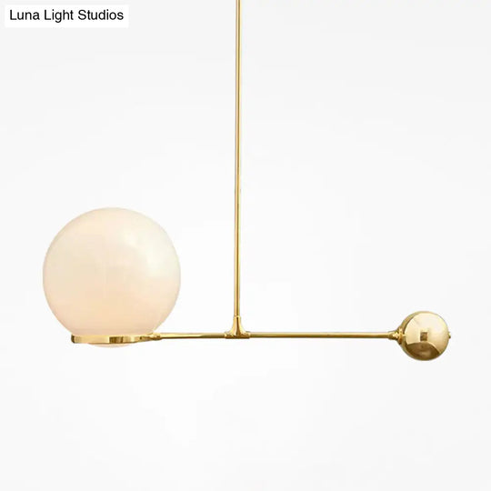 Globe Hotel Ceiling Suspension Lamp - Frosted White Glass Postmodern Drop Pendant In Black/Gold