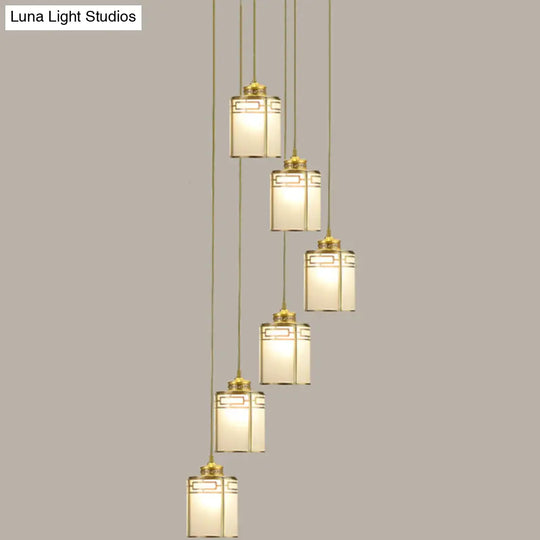 Modern Brass Frosted Glass Pendant Lamp For Duplex House 6 /