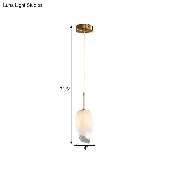 Frosted White Glass Pendant Light With Brass Ceiling Mount - Perfect For Dining Table