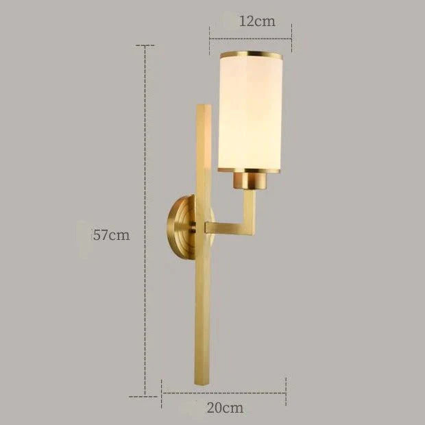 Full Copper Wall Lamp Simple Classic Bedroom LED Head TV Background Wall Stairwell Copper Wall Lamp