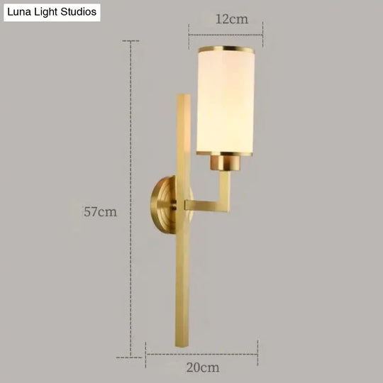 Full Copper Wall Lamp Simple Classic Bedroom Led Head Tv Background Stairwell Copper-Color Lamps