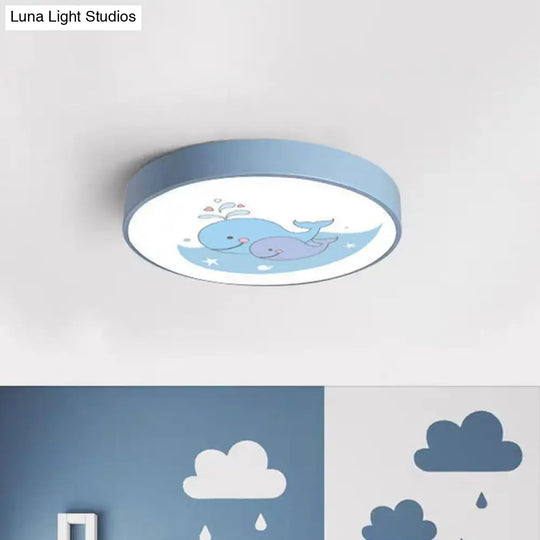 Fun Cartoon Pattern Led Flush Mount Ceiling Light For Kids Bedrooms Blue / Small White