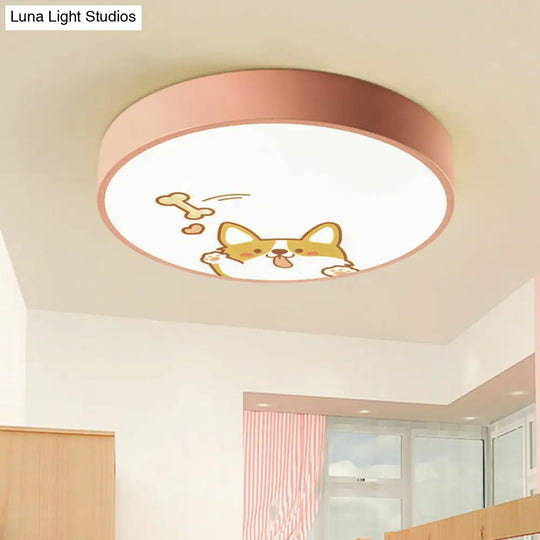 Fun Cartoon Pattern Led Flush Mount Ceiling Light For Kids Bedrooms Pink / Small White