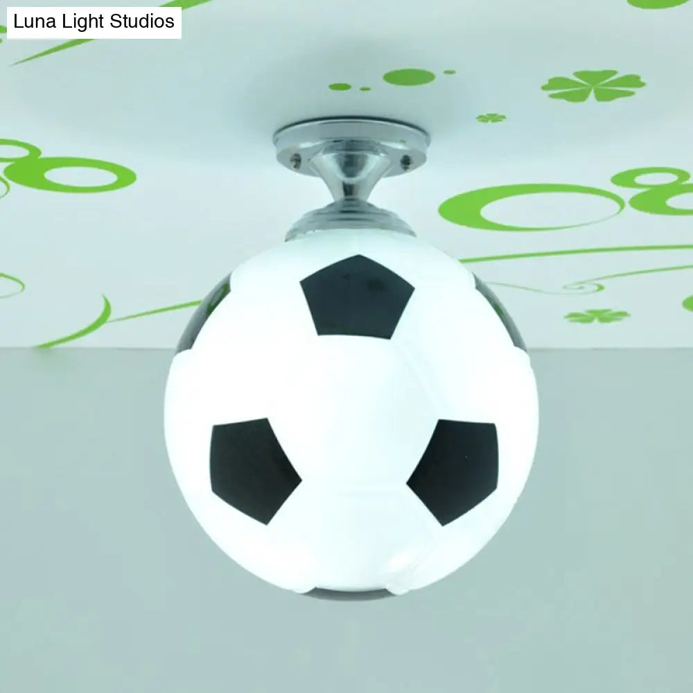 Boys Room Football Flushmount Ceiling Light - Creative Design With Opaque Glass