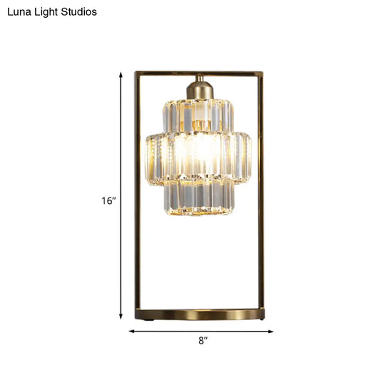 Gabriella - Simplistic 1-Head Brass Finish Night Lamp With Rectangle Frame Clear