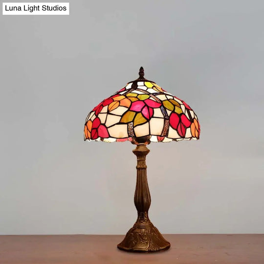 Victorian Bowl Hand Cut Glass Night Table Lamp - Elegant Floral Pattern In Bronze