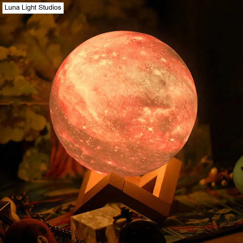 Galaxy Sphere Night Lamp: Purple Kids Led Table Light With Wooden Base