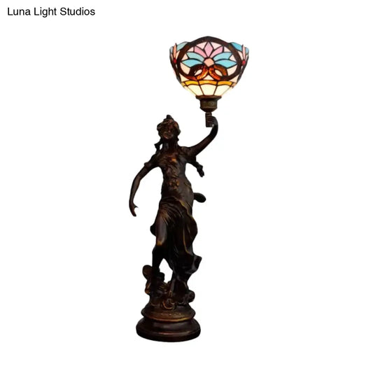 Gatria - Bronze Women Sculpture Night Lamp Victorian Style 1 Head Resin Table Light With