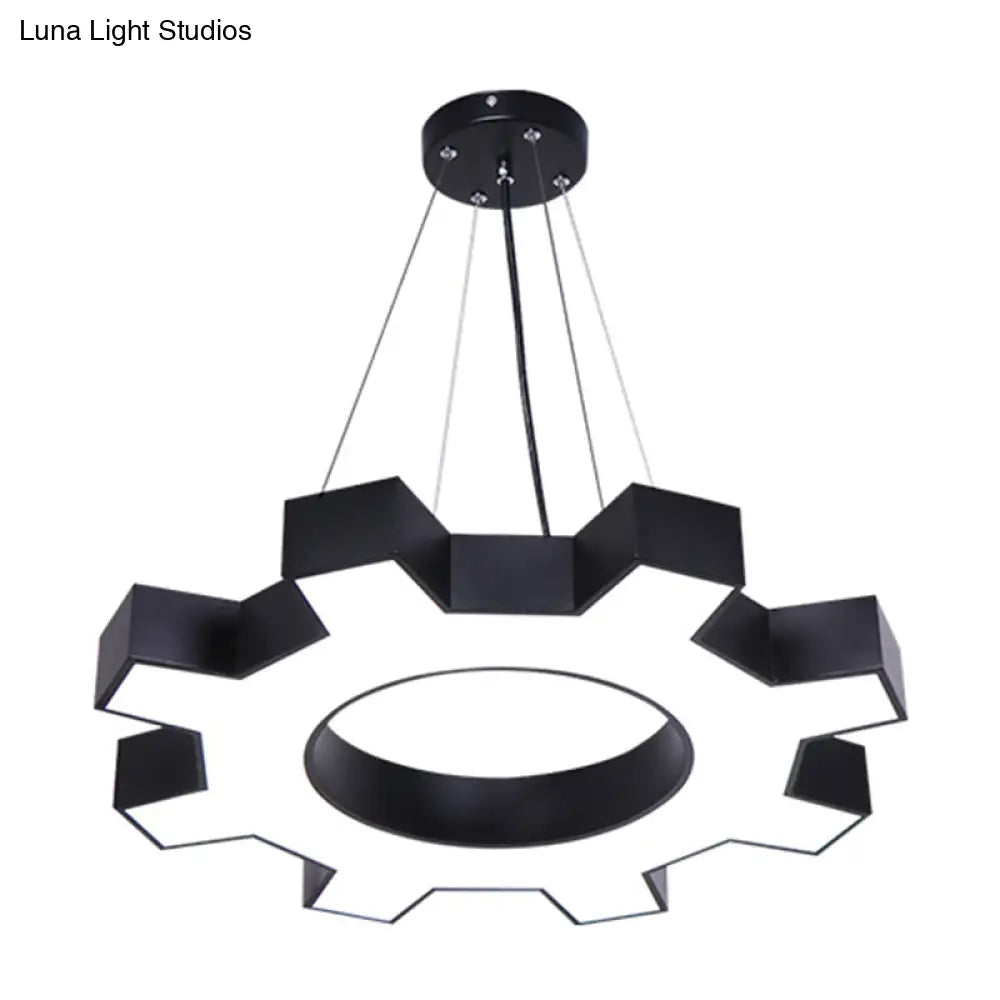 Gear Shaped Gym Pendant Lighting Metallic Modern Style Led Hanging Light Fixture