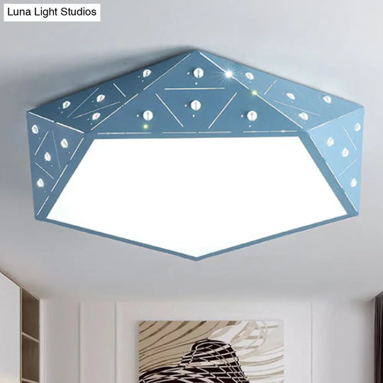 Geometric Acrylic Led Ceiling Light (16/19.5 Wide) - Macaron Collection Pink/Blue/Yellow Options