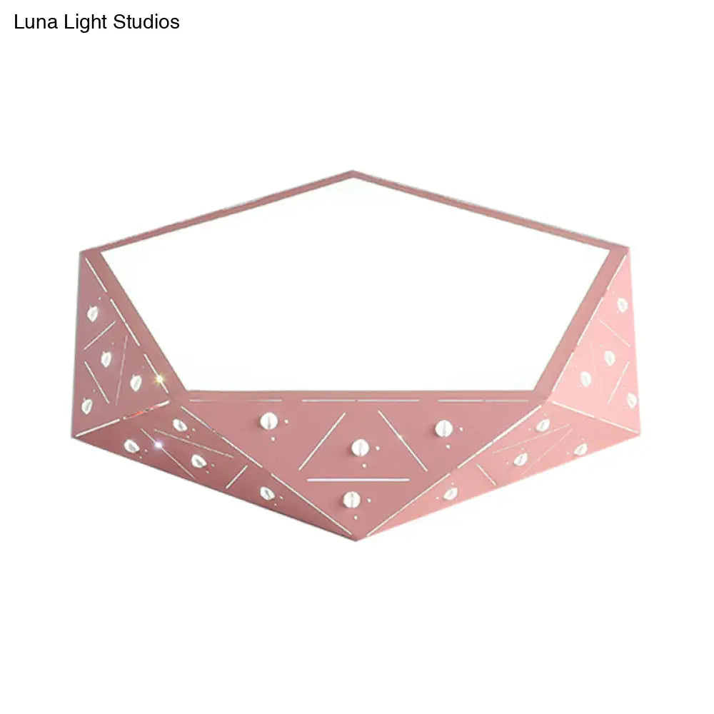 Geometric Acrylic Led Ceiling Light (16’/19.5’ Wide) - Macaron Collection Pink/Blue/Yellow Options