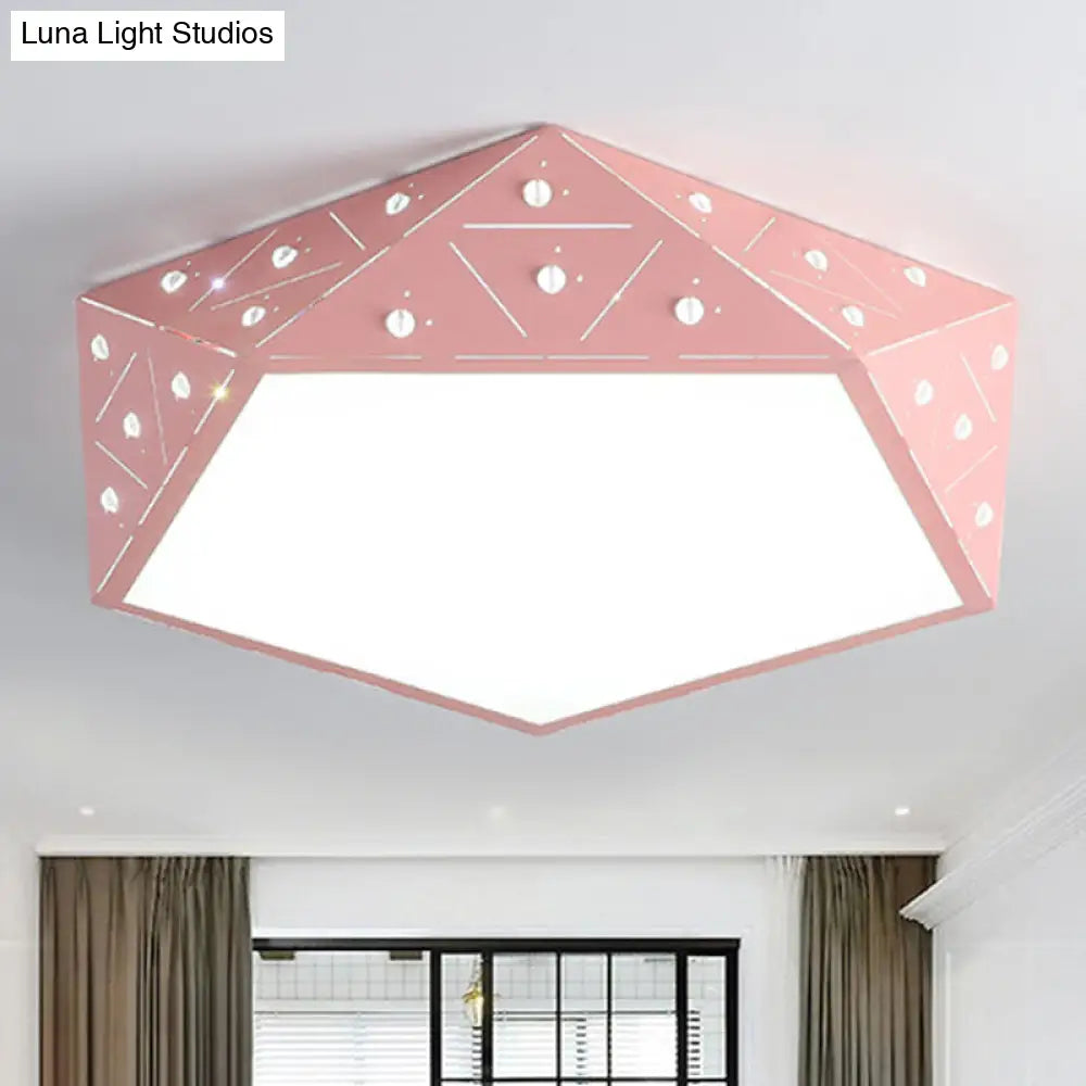 Geometric Acrylic Led Ceiling Light (16/19.5 Wide) - Macaron Collection Pink/Blue/Yellow Options