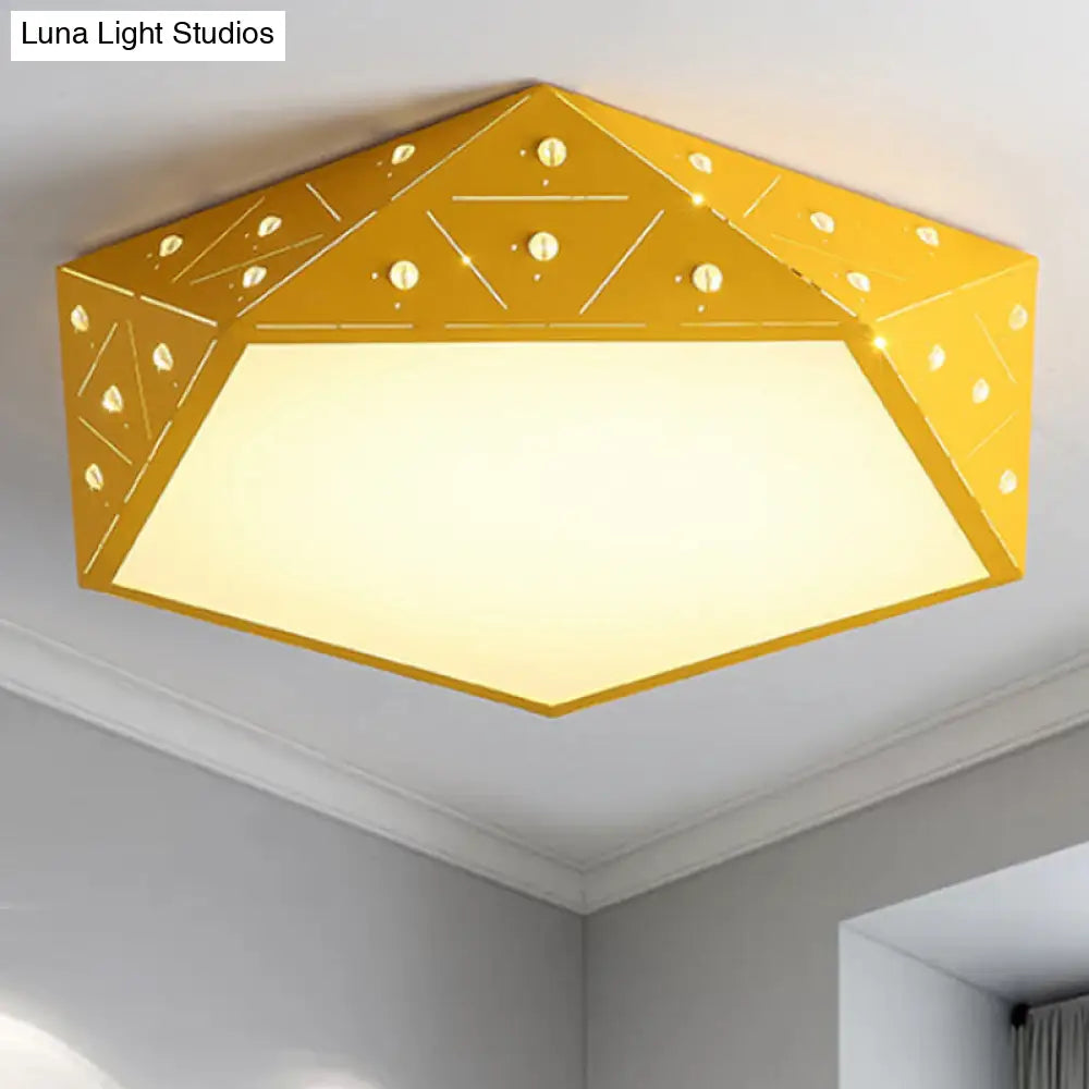 Geometric Acrylic Led Ceiling Light (16/19.5 Wide) - Macaron Collection Pink/Blue/Yellow Options