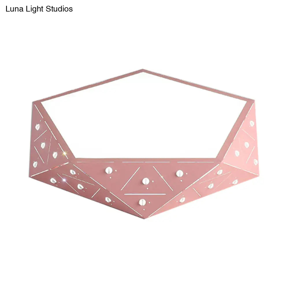 Geometric Acrylic Led Ceiling Light (16/19.5 Wide) - Macaron Collection Pink/Blue/Yellow Options