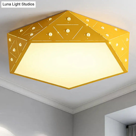 Geometric Acrylic Led Ceiling Light (16’/19.5’ Wide) - Macaron Collection Pink/Blue/Yellow Options