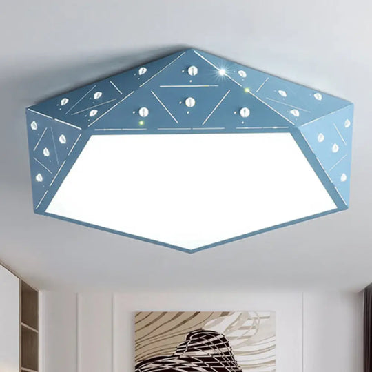 Geometric Acrylic Led Ceiling Light (16’/19.5’ Wide) - Macaron Collection Pink/Blue/Yellow