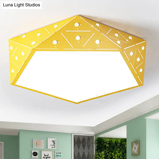 Geometric Acrylic Led Ceiling Light (16/19.5 Wide) - Macaron Collection Pink/Blue/Yellow Options