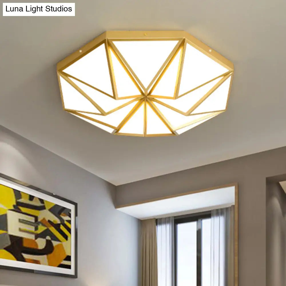 Geometric Acrylic Led Flush Light For Great Room Ceiling - Black/White/Gold