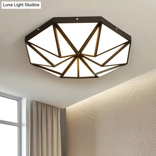 Geometric Acrylic Led Flush Light For Great Room Ceiling - Black/White/Gold