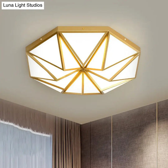 Geometric Acrylic Led Flush Light For Great Room Ceiling - Black/White/Gold