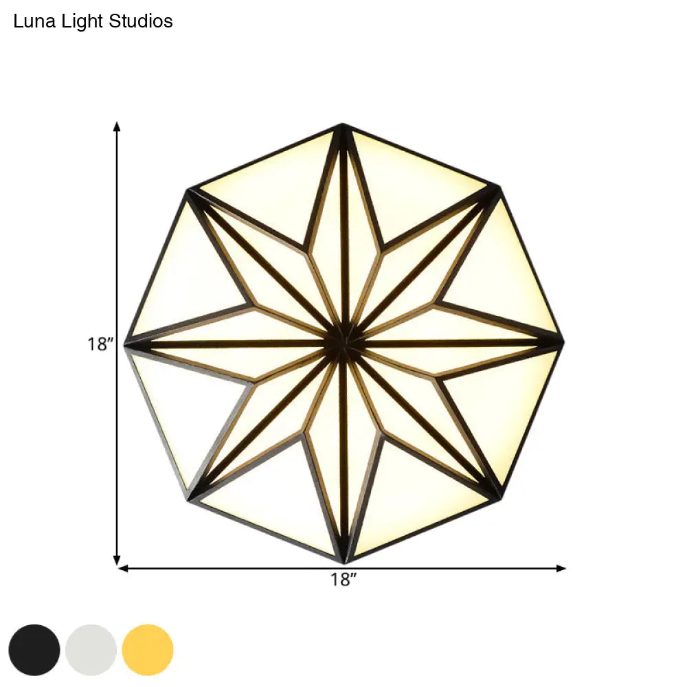 Geometric Acrylic Led Flush Light For Great Room Ceiling - Black/White/Gold