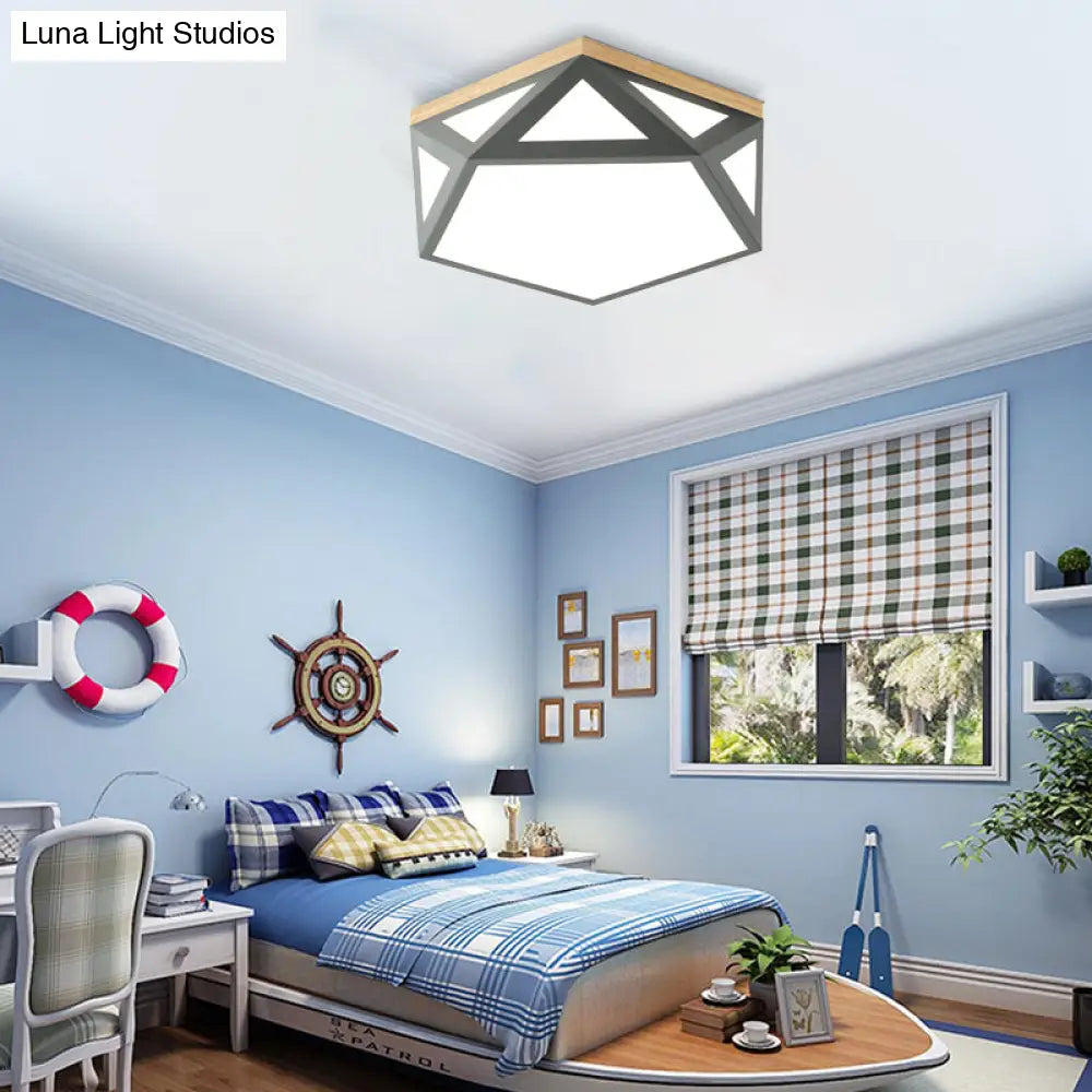 Geometric Acrylic Led Flush Light With Multiple Sizes And Color Options For Bedroom Ceiling -