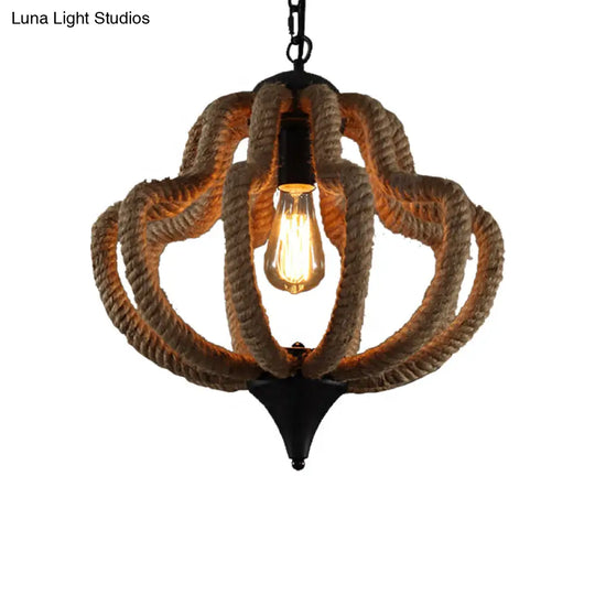Geometric Beige Pendant Light With Industrial Rope - Ideal For Dining Rooms