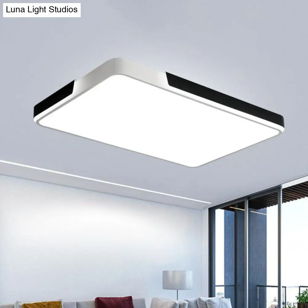 Geometric Black And White Led Flush Ceiling Light For Living Room Black-White / Rectangle