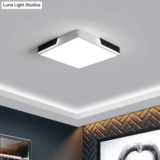 Geometric Black And White Led Flush Ceiling Light For Living Room Black-White / Square