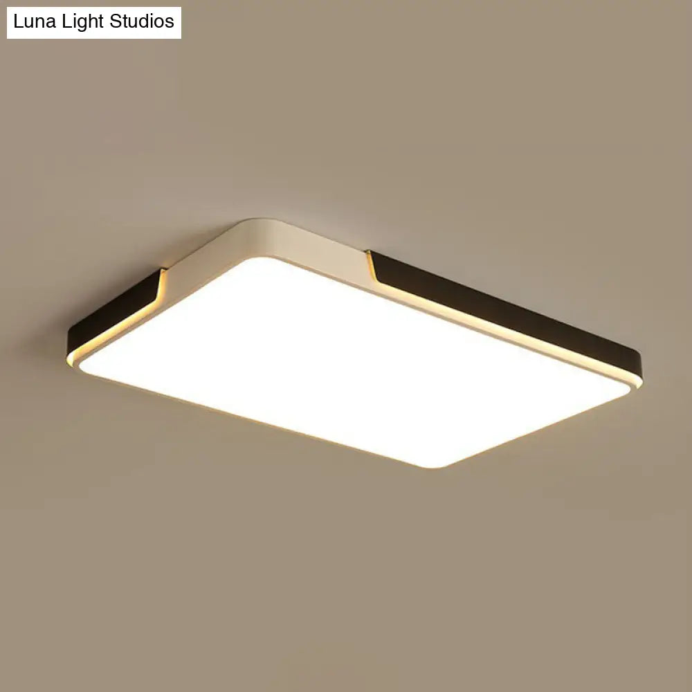 Geometric Black And White Led Flush Ceiling Light For Living Room