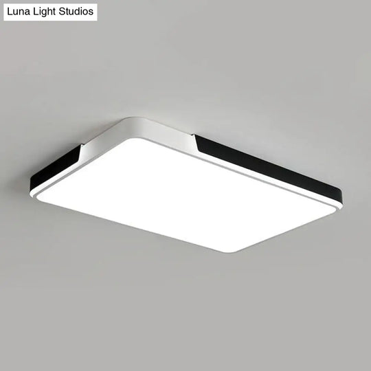 Geometric Black And White Led Flush Ceiling Light For Living Room