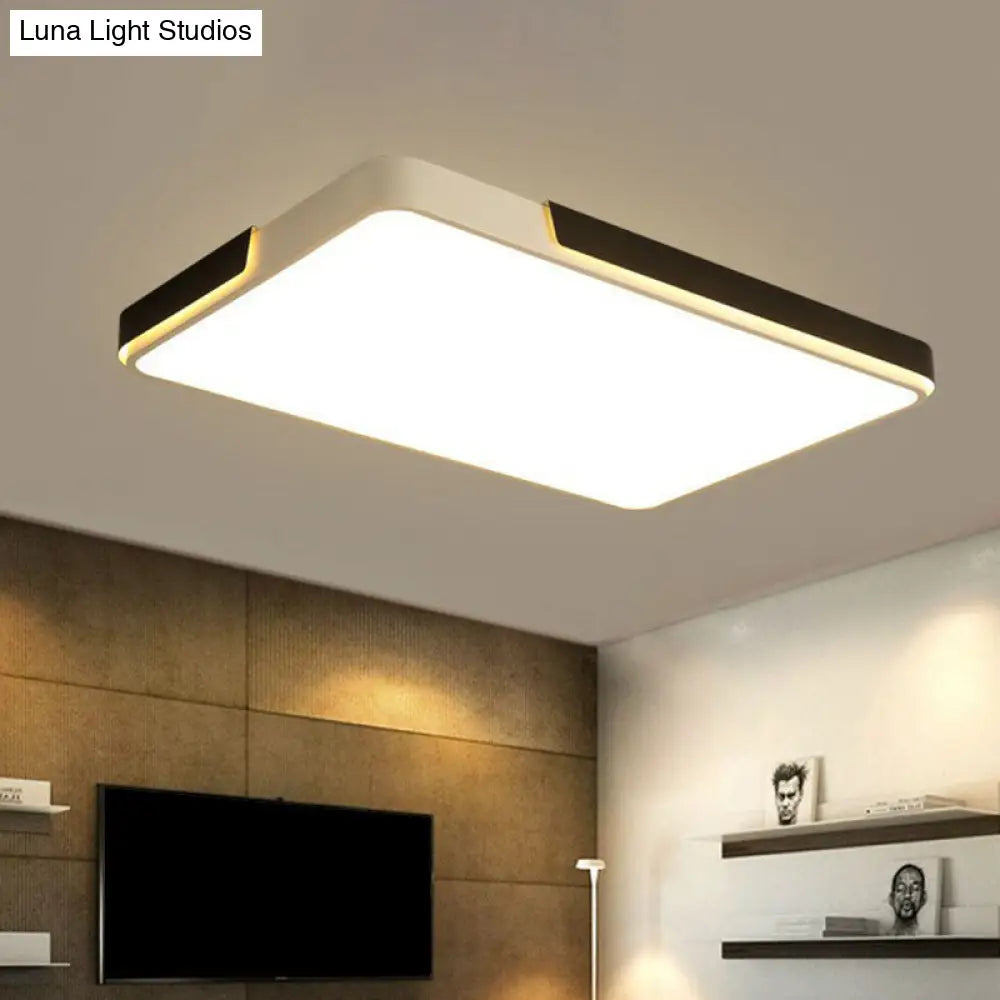 Geometric Black And White Led Flush Ceiling Light For Living Room