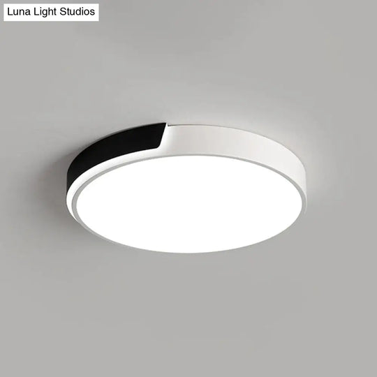 Geometric Black And White Led Flush Ceiling Light For Living Room