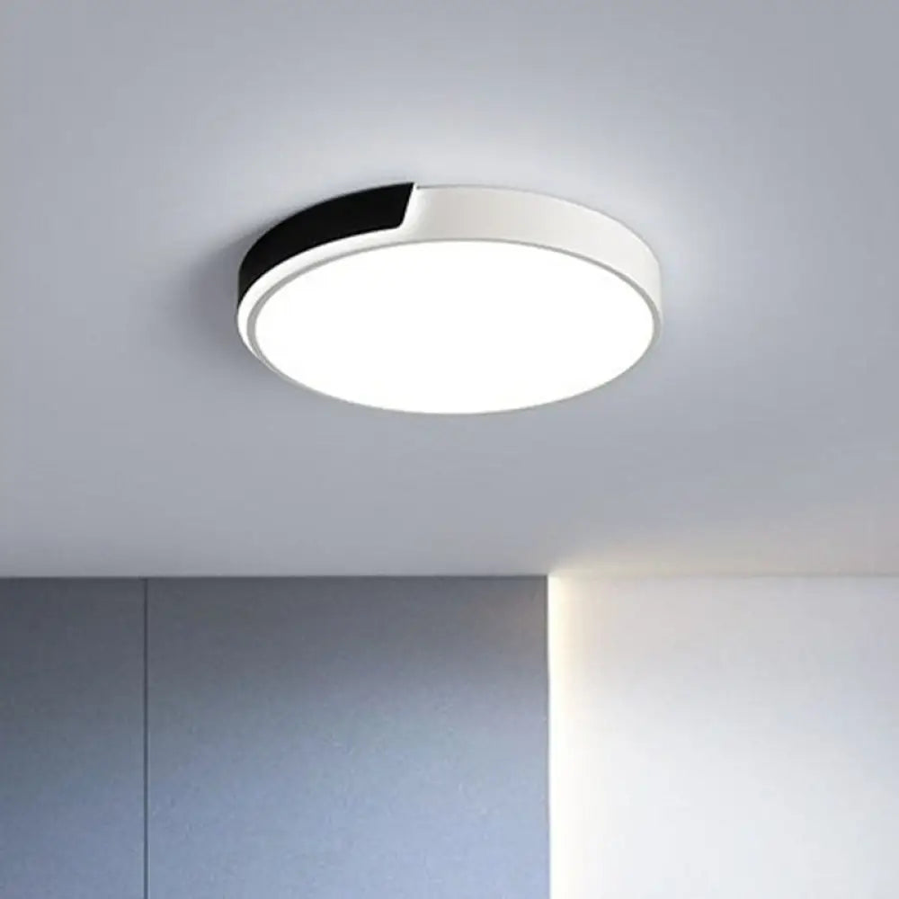 Geometric Black And White Led Flush Ceiling Light For Living Room Black - White / Round