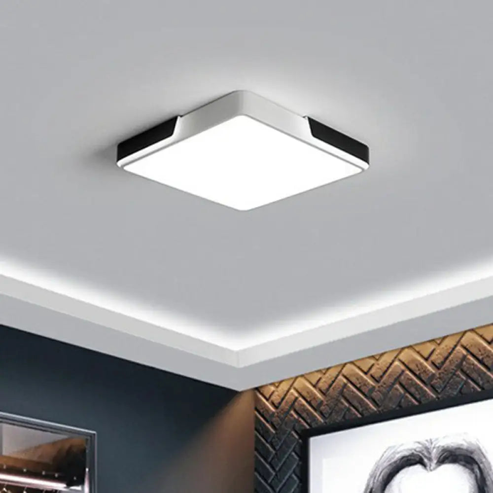 Geometric Black And White Led Flush Ceiling Light For Living Room Black - White / Square