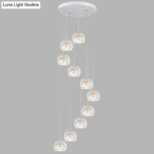 Geometric Cage Staircase Multi Ceiling Light - Metallic Suspension Fixture