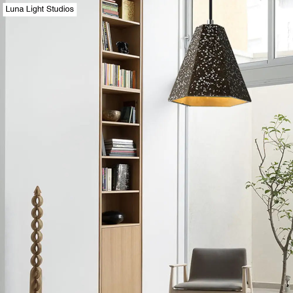 Geometric Cement Pendant Lighting - Simplicity Black/White/Yellow Hanging Light