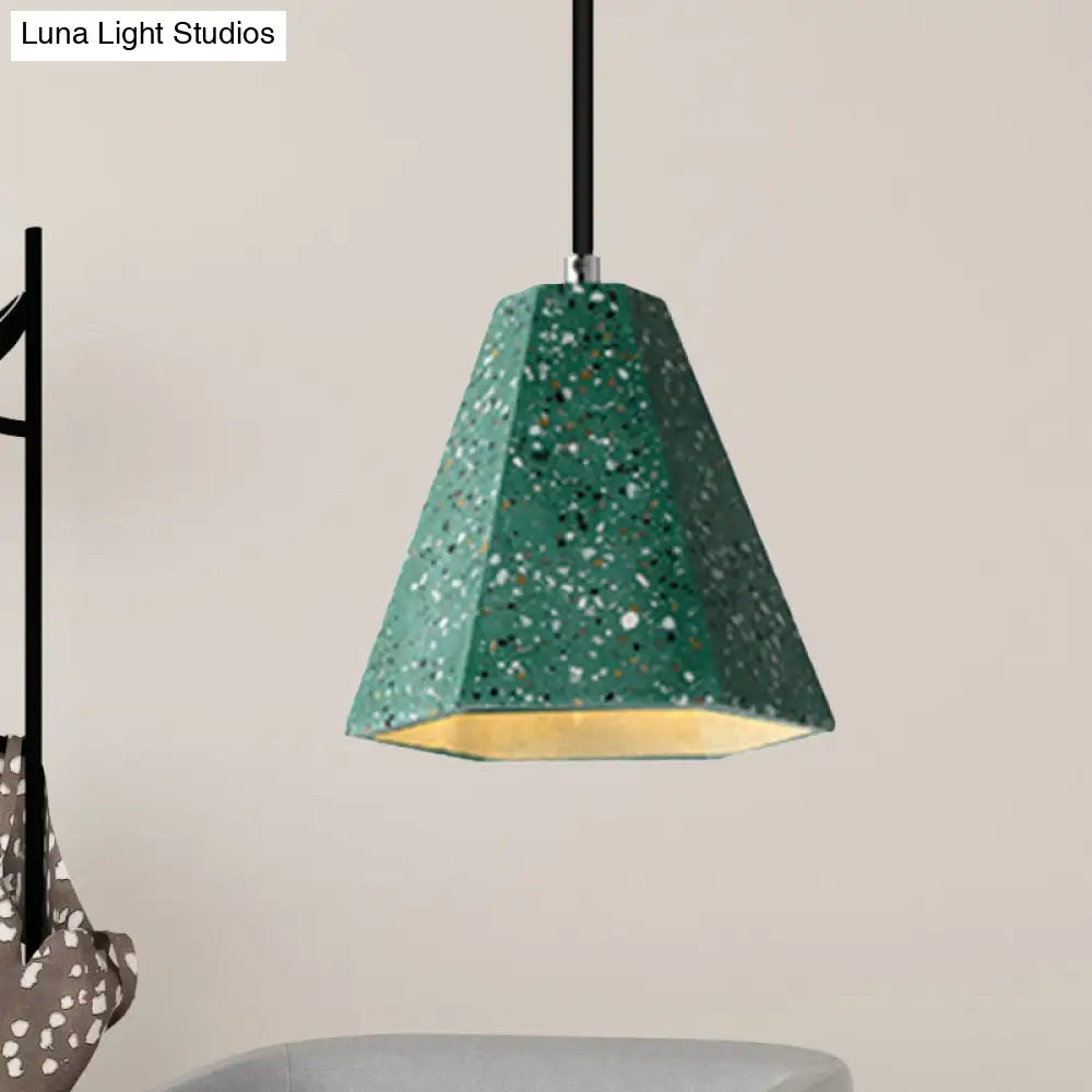 Geometric Cement Pendant Light - 1 Simplicity Hanging (Black/White/Yellow)