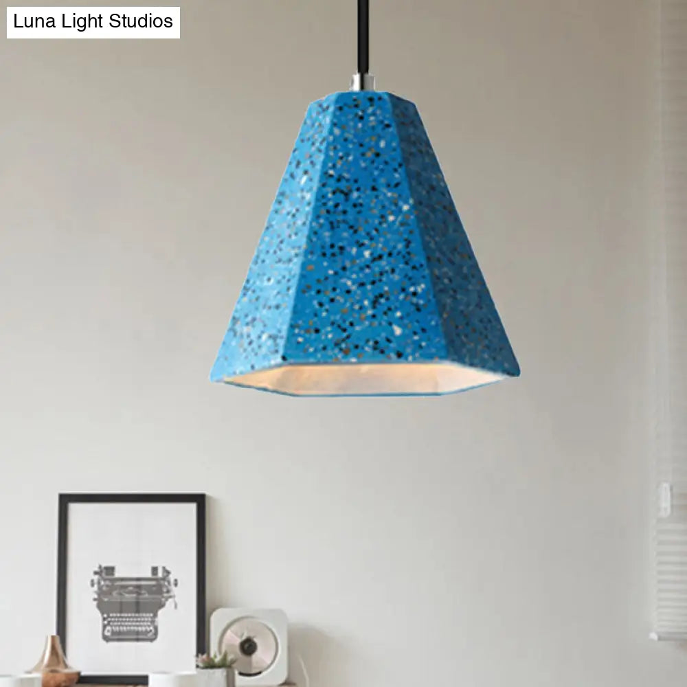 Geometric Cement Pendant Lighting - Simplicity Black/White/Yellow Hanging Light Blue