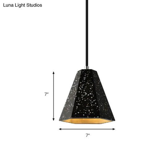 Geometric Cement Pendant Light - 1 Simplicity Hanging (Black/White/Yellow)