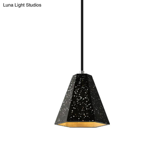 Geometric Cement Pendant Lighting - Simplicity Black/White/Yellow Hanging Light